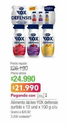 Jumbo Alimento lácteo yox defensis surtido x 12 und x 100 g c/u oferta