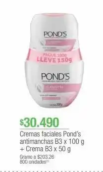 Jumbo Cremas faciales pond’s antimanchas b3 x 100 g + crema b3 x 50 g oferta
