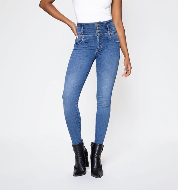 Studio F Jean ultraslim tiro alto tono medio de 4 oferta