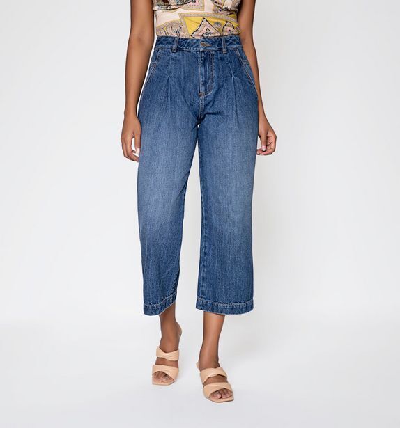 Studio F Jean cropped tiro alto, corte con prense oferta