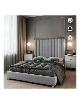 Olímpica Combo cama queen natura - espaldar + base gris plata ekonomodo oferta