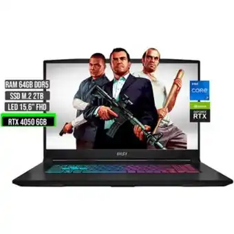 Linio Msi katana rgb intel core i7 13620h ssd 2tb ram 64gb rtx 4050 6gb 15,6 fhd 144hz oferta