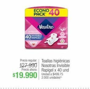 Jumbo Toallas higiénicas nosotras invisible rapigel x 40 und oferta