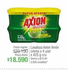 Jumbo Lavaloza axion limón crema x 4 und x 425 g c/u oferta