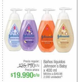 Jumbo Baños líquidos johnson´s baby x 400 ml oferta