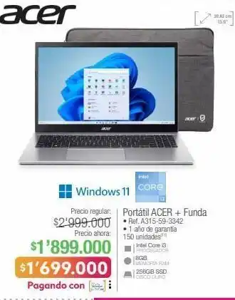 Jumbo Portátil acer + funda oferta