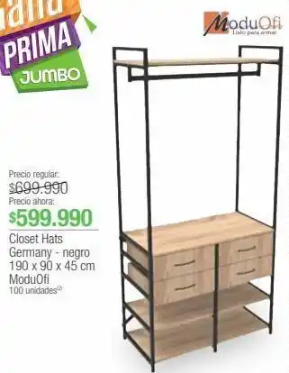 Jumbo Closet hats germany - negro 190 x 90 x 45 cm moduof oferta