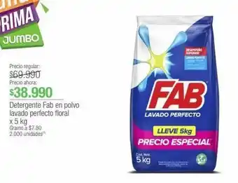 Jumbo Detergente fab en polvo lavado perfecto floral x 5 kg oferta