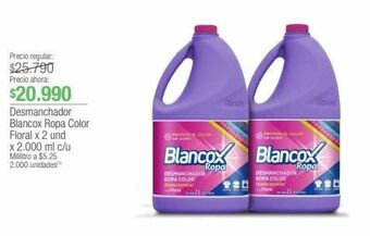 Jumbo Desmanchador blancox ropa color floral x 2 und x 2.000 ml c/u oferta