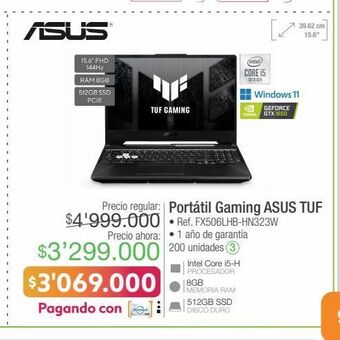 Jumbo Computador portátil asus oferta