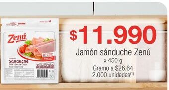 Jumbo Jamón sánduche zenú x 450 g oferta