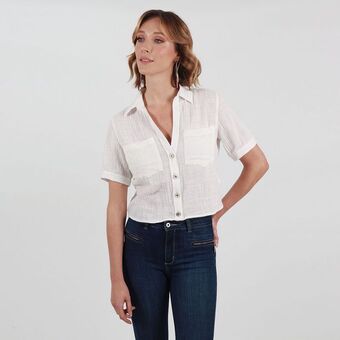 Fuera de Serie Blusa cuello camisero manga corta oferta