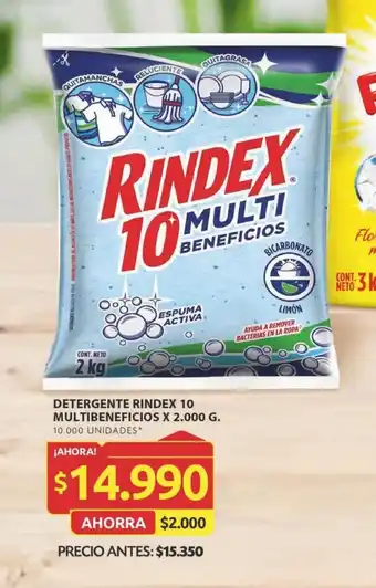 Ara DETERGENTE RINDEX 10 MULTIBENEFICIOS X 2.000 G. oferta