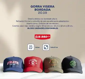 Tiendas D1 GORRA VISERA BORDADA 20.09 oferta