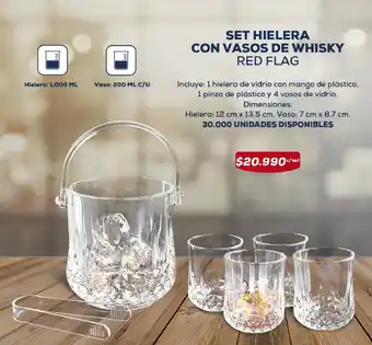 Tiendas D1 SET HIELERA CON VASOS DE WHISKY RED FLAG oferta