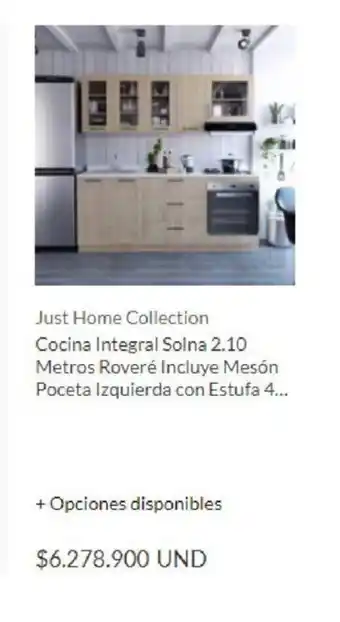 Just Home Collection Cocina Integral Solna 2.10 Metros Roveré Incluye Mesón Poceta Izquierda con Estufa 4...