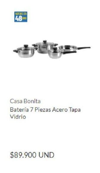 Homecenter Casa Bonita Batería 7 Piezas Acero Tapa Vidrio oferta