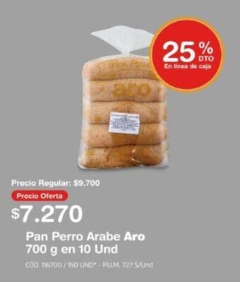 Makro Pan Perro Arabe Aro 700 g en 10 Und oferta