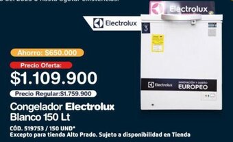 Makro Congelador Electrolux Blanco 150 Lt oferta