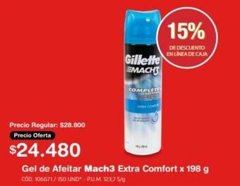 Makro Gel de Afeitar Mach3 Extra Comfort x 198 g oferta
