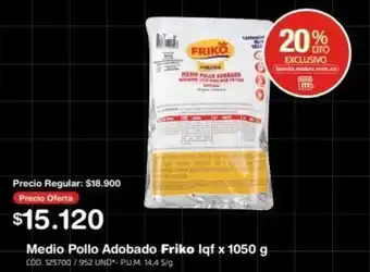 Makro Medio Pollo Adobado Friko lqf x 1050 g oferta