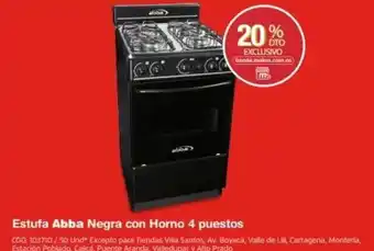 Makro Estufa Abba Negra con Horno 4 puestos oferta