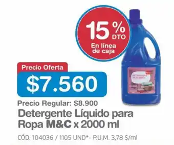Makro Detergente Líquido para Ropa M&C x 2000 ml oferta