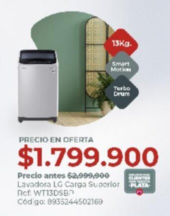 Olímpica Lavadora LG Carga Superior 13Kg. oferta
