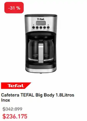 Imusa Cafetera TEFAL Big Body 1.8Litros Inox oferta