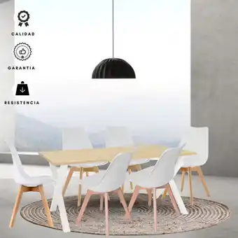 Olímpica Comedor indika macadamia 15mm blanco + silla milano blanco ekonomodo oferta