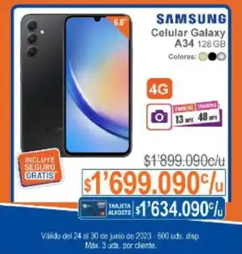 Alkosto SAMSUNG Galaxy A34 128GB oferta