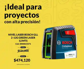 Ferricentro NIVEL LASER BOSCH GLL 2-12G GREEN LASER 12 MTS oferta