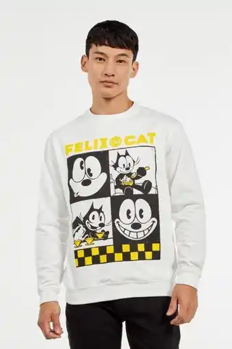 Koaj Buzo cuello redondo crema claro con diseño de félix el gato oferta