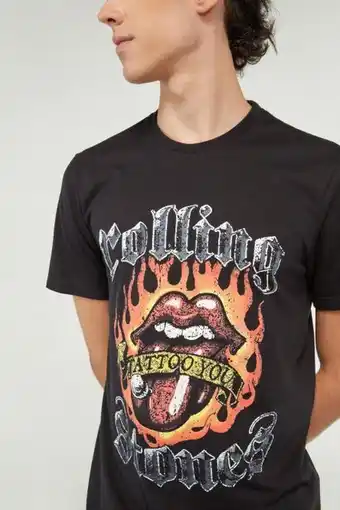 Koaj Camiseta negra con estampado de rolling stones y mangas cortas oferta