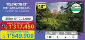 Colsubsidio TELEVISOR 43" Ref: 43LM6370PDB.AWC 30 und" plu 1398520 oferta