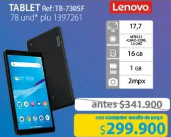 Colsubsidio Lenovo TABLET Ref: TB-7305F 78 und* plu 1397261 oferta
