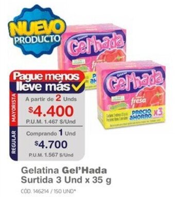 Makro Gelatina Gel'Hada Surtida 2 Und x 35 g oferta