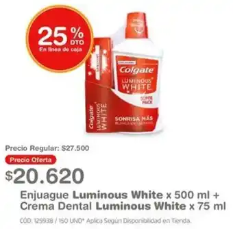 Makro Enjuague Luminous White x 500 ml + Crema Dental Luminous White x 75 ml oferta