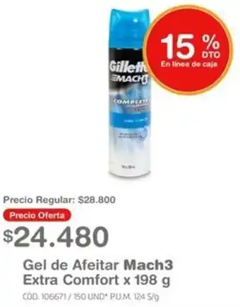Makro Gel de Afeitar Mach3 Extra Comfort x 198 g oferta