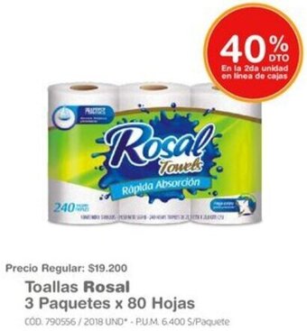 Makro Toallas Rosal 3 Paquetes x 80 Hojas oferta