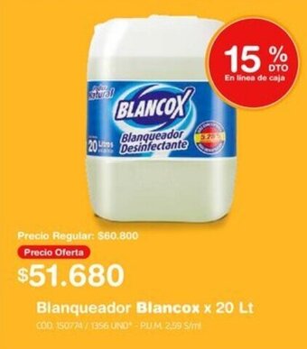 Makro Blanqueador Blancox x 20 Lt oferta