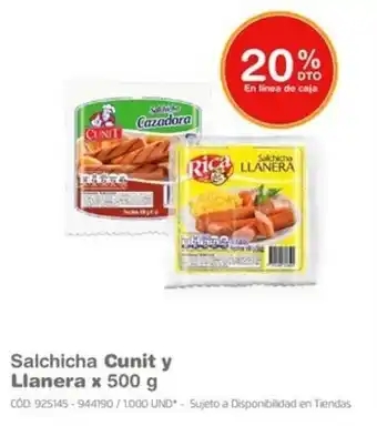 Makro Salchicha Cunit y Llanera x 500 g oferta