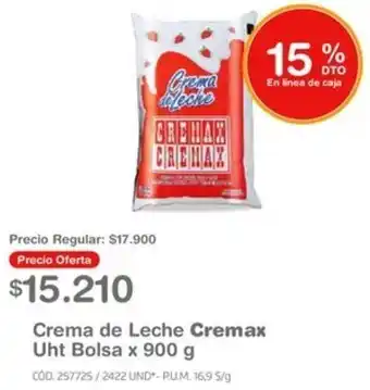 Makro Crema de Leche Cremax Uht Bolsa x 900 g oferta