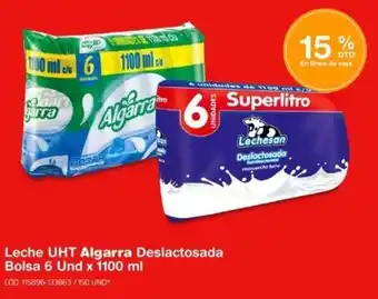 Makro Leche UHT Algarra Deslactosada Bolsa 6 Und x 1100 ml oferta