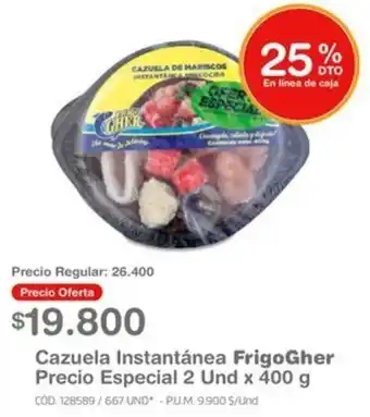 Makro Cazuela Instantánea FrigoGher Precio Especial 2 Und x 400 g oferta