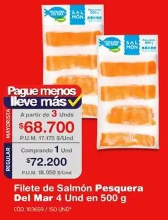 Makro Filete de Salmón Pesquera Del Mar 3 Und en 500 g oferta