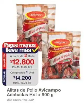 Makro Alitas de Pollo Avicampo Adobadas Hot x 900 g oferta