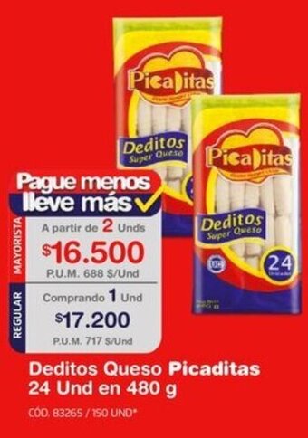 Makro Deditos Queso Picaditas 24 Und en 480 g oferta