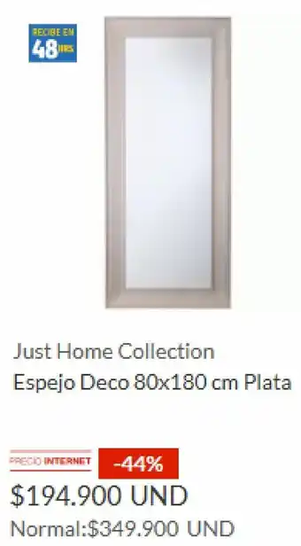 Homecenter Just Home Collection Espejo Deco 80x180 cm Plata oferta