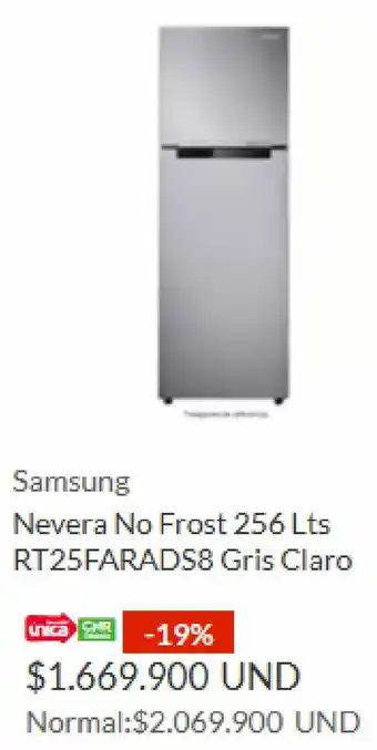 Homecenter Samsung Nevera No Frost 256 Lts RT25FARADS8 Gris Claro oferta